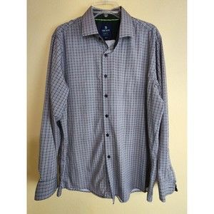 TOM BAINE Performance Collection Dress Shirt Large Slim-fit Houndstooth‎ Button